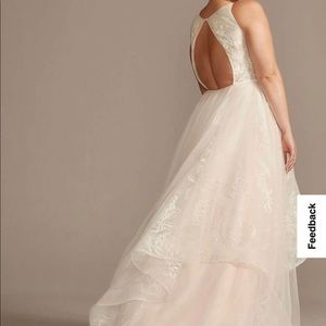 David’s Bridal Floral and Tulle Layered Plus Size Wedding Dress